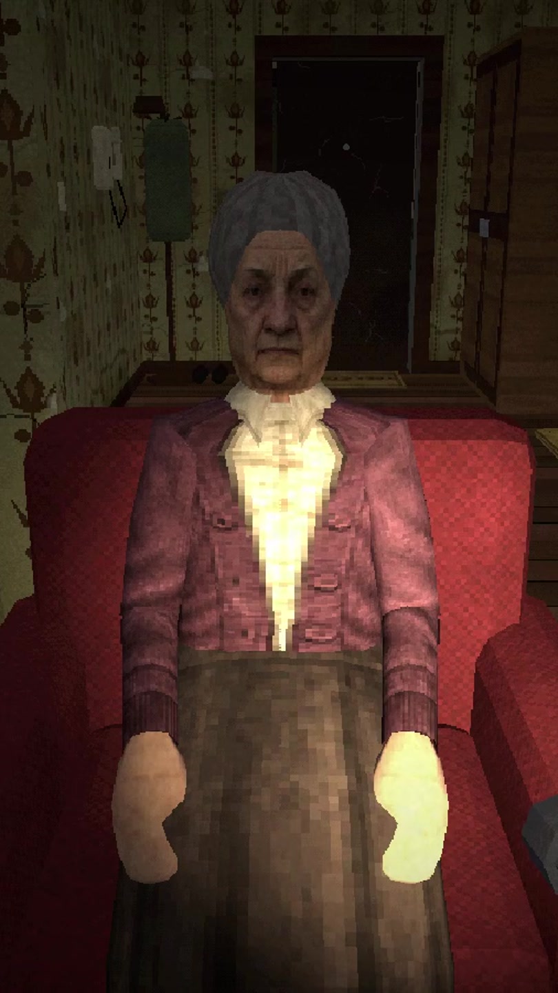 Edith, sitting in Theo's armchair
