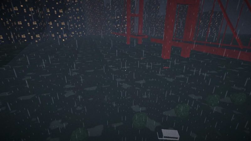 The flooded city at night