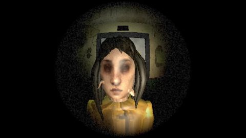 GIF: a face at the peephole